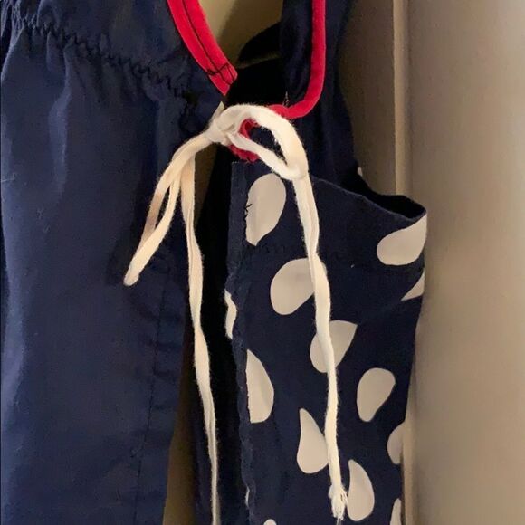 🤩Vtg navy blue smock apron with polka dot pockets - Picture 7 of 7